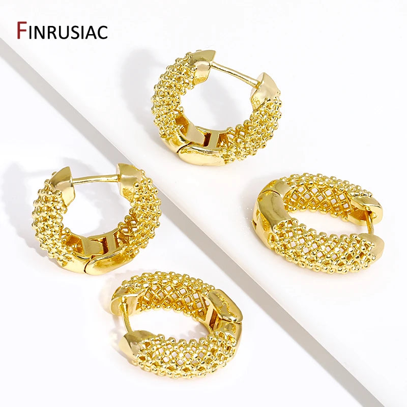 New Chunky 18K Gold Plated Brass Hoop Earrings For Women Men Circle Round Huggie Earrings Punk Luxury Jewelry Party Gift