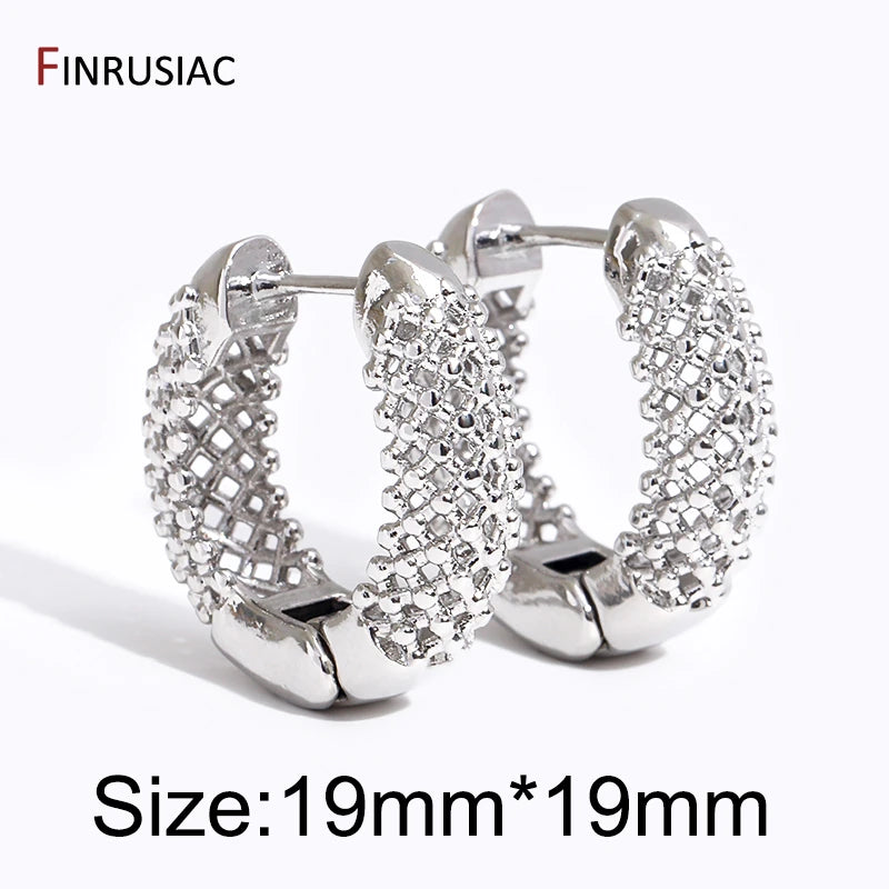 New Chunky 18K Gold Plated Brass Hoop Earrings For Women Men Circle Round Huggie Earrings Punk Luxury Jewelry Party Gift
