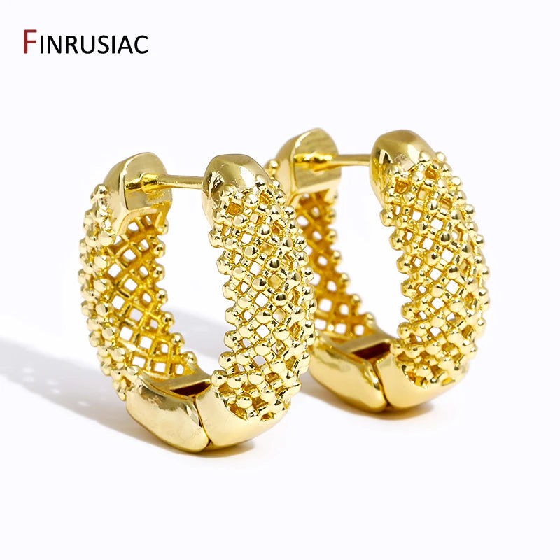 New Chunky 18K Gold Plated Brass Hoop Earrings For Women Men Circle Round Huggie Earrings Punk Luxury Jewelry Party Gift