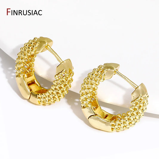 New Chunky 18K Gold Plated Brass Hoop Earrings For Women Men Circle Round Huggie Earrings Punk Luxury Jewelry Party Gift