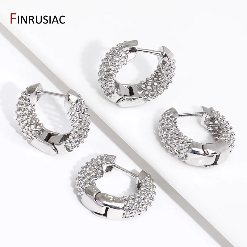 New Chunky 18K Gold Plated Brass Hoop Earrings For Women Men Circle Round Huggie Earrings Punk Luxury Jewelry Party Gift