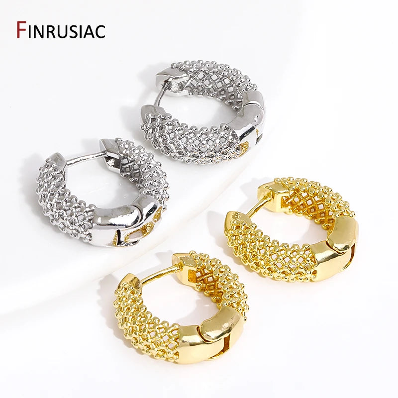 New Chunky 18K Gold Plated Brass Hoop Earrings For Women Men Circle Round Huggie Earrings Punk Luxury Jewelry Party Gift