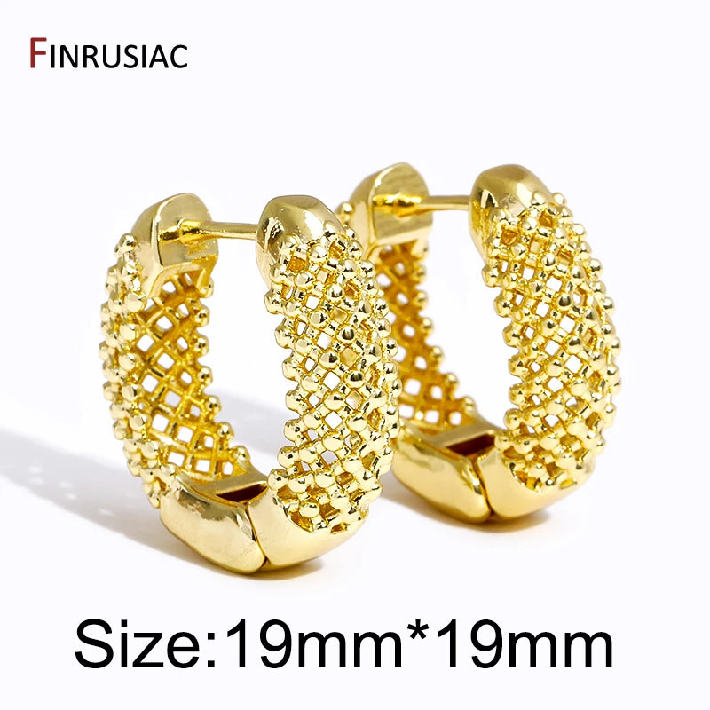 New Chunky 18K Gold Plated Brass Hoop Earrings For Women Men Circle Round Huggie Earrings Punk Luxury Jewelry Party Gift