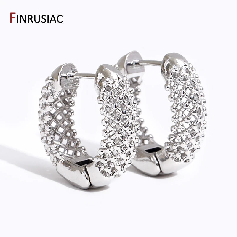 New Chunky 18K Gold Plated Brass Hoop Earrings For Women Men Circle Round Huggie Earrings Punk Luxury Jewelry Party Gift